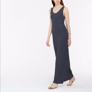 Ann Taylor Black and White Striped Maxi Dress